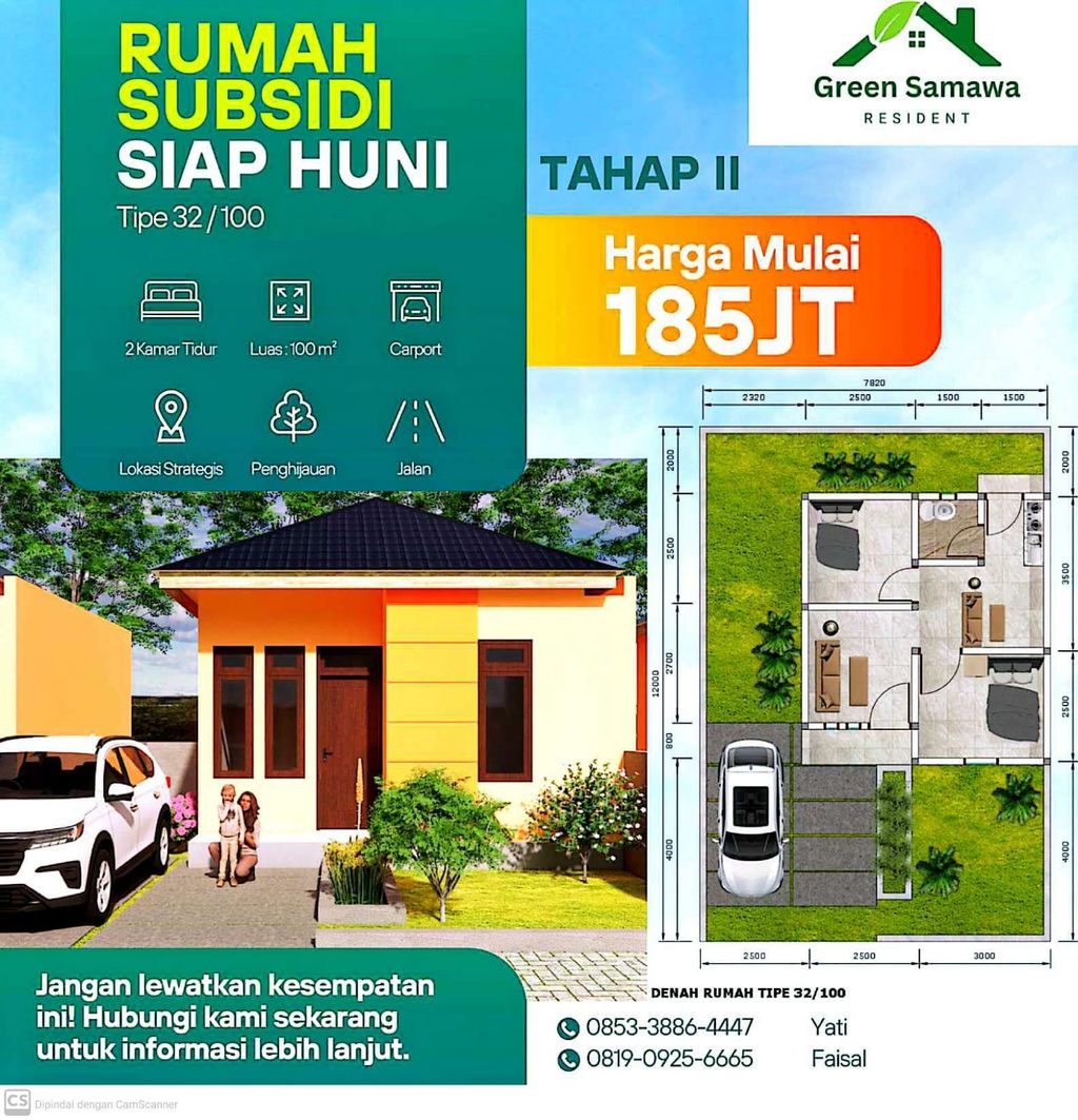 foto denah rumah tipe 32/100 perumahan GREEN SAMAWA RESIDENCE TAHAP II