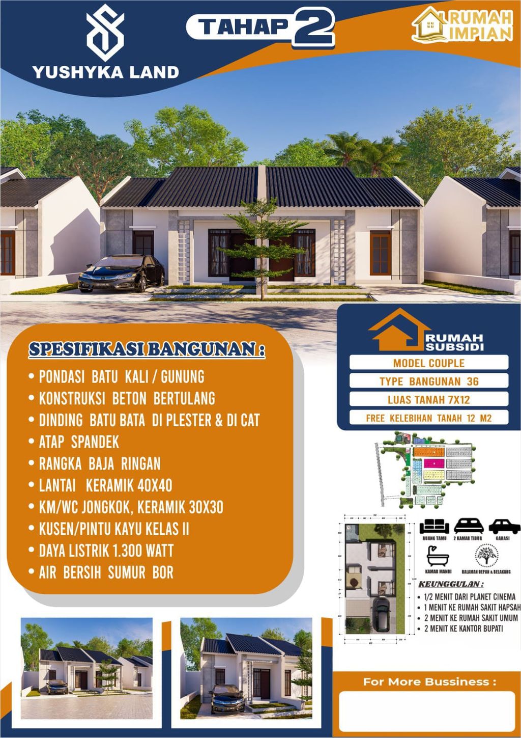 foto denah rumah tipe 36/84 perumahan YUSHYKA LAND TAHAP 2