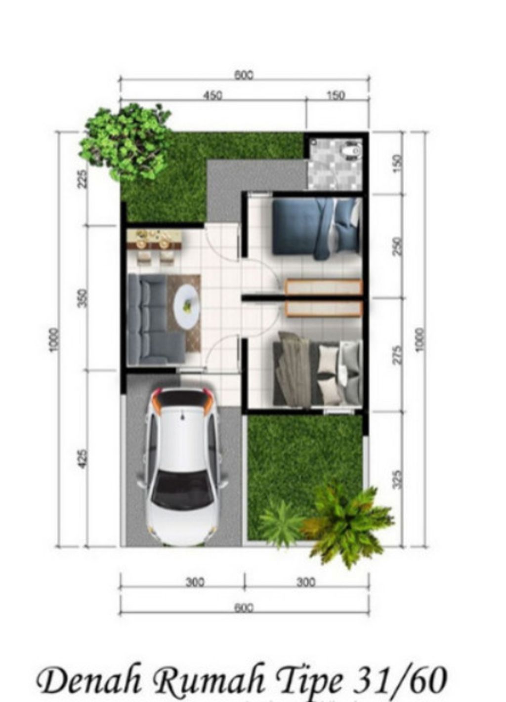 foto denah rumah tipe 31/60 E4.1 perumahan TRITIH GOLF RESIDENCE TAHAP 2
