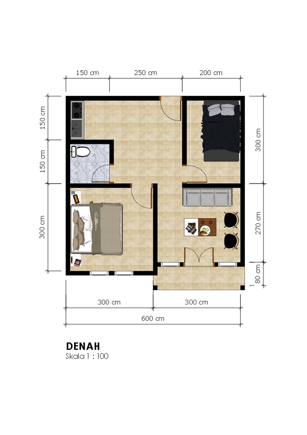 foto denah rumah tipe 36 M2 perumahan ADNAN RESIDENCE