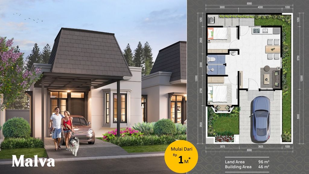 foto denah rumah tipe Malva perumahan CitraGarden BMW