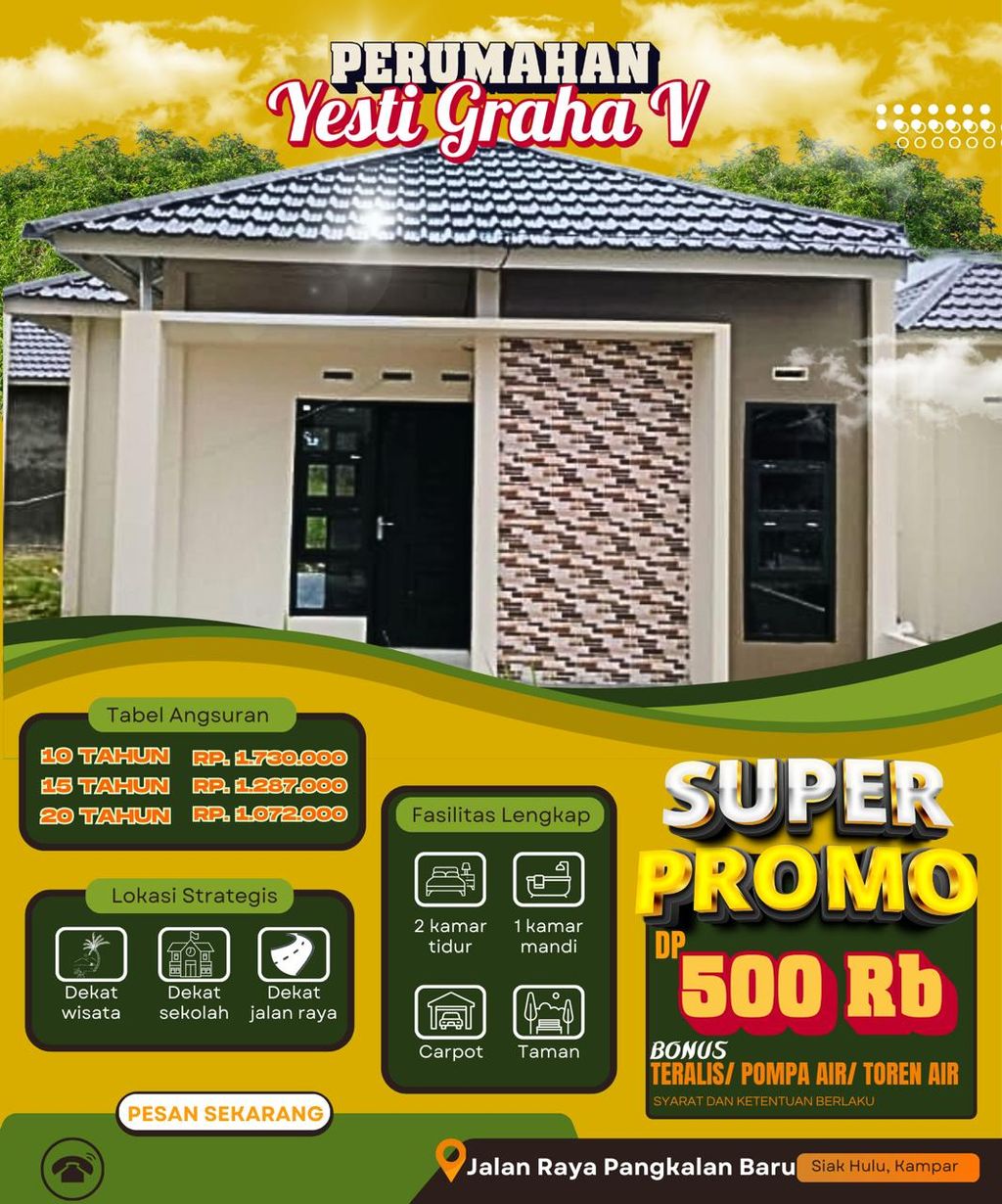 foto tampak rumah tipe 36 tahun 2025 perumahan YESTI GRAHA V