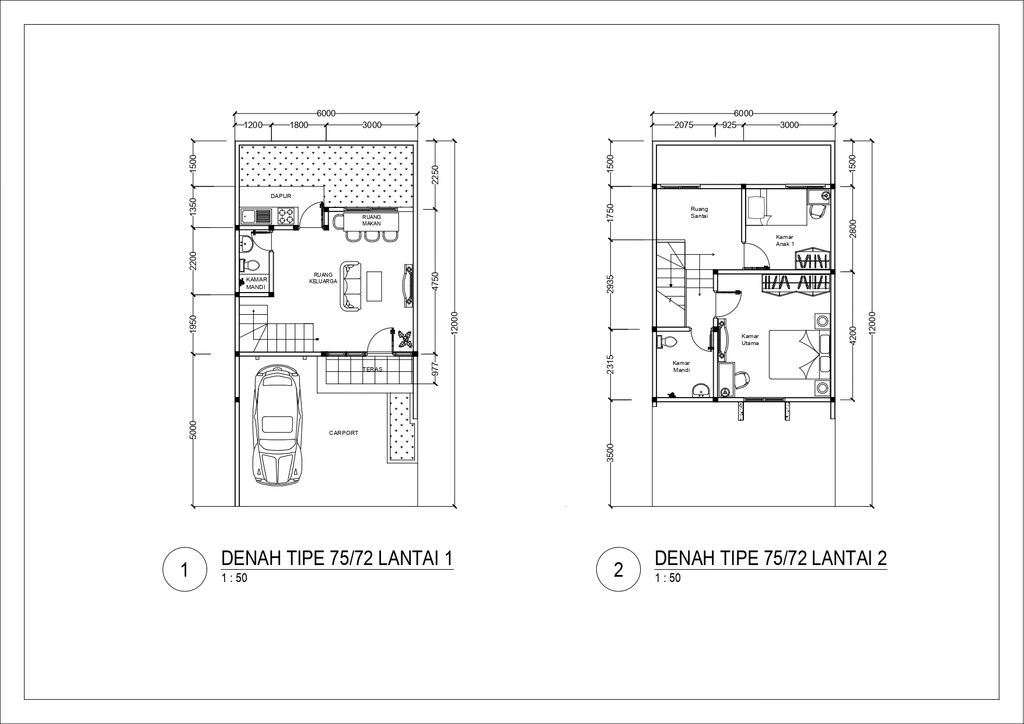 foto denah rumah tipe Cattelya B 79/75 (KSJ) perumahan Griya Bintara Alami