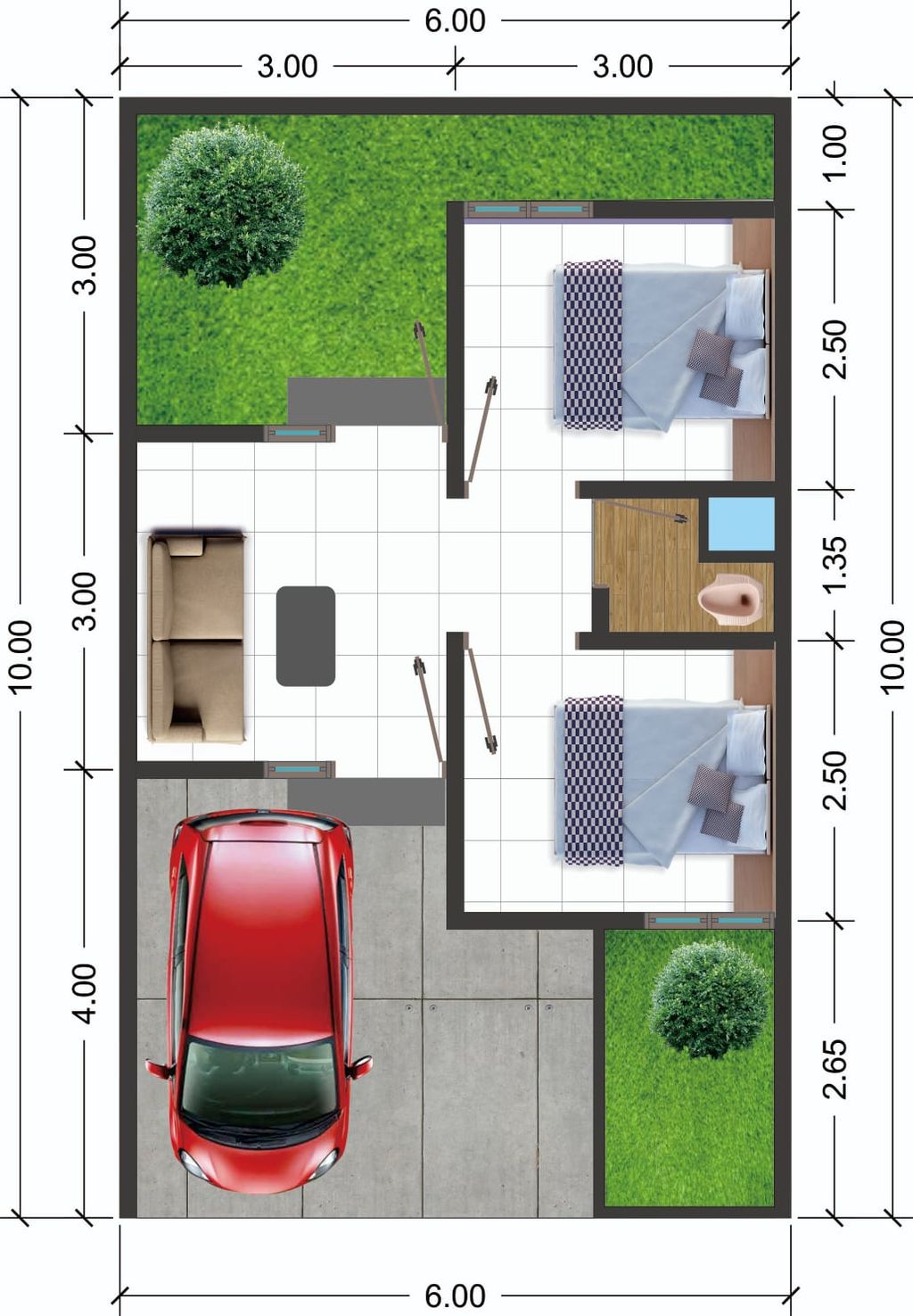 foto denah rumah tipe 27 perumahan PAYON METESEH PERUMNAS PUCANG GADING TAHAP 5