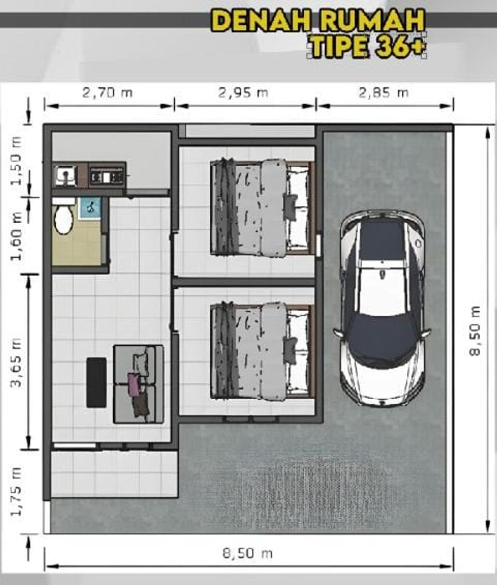 foto denah rumah tipe Subsidi 36 (Blok B) perumahan Sari Asri Tahap 3