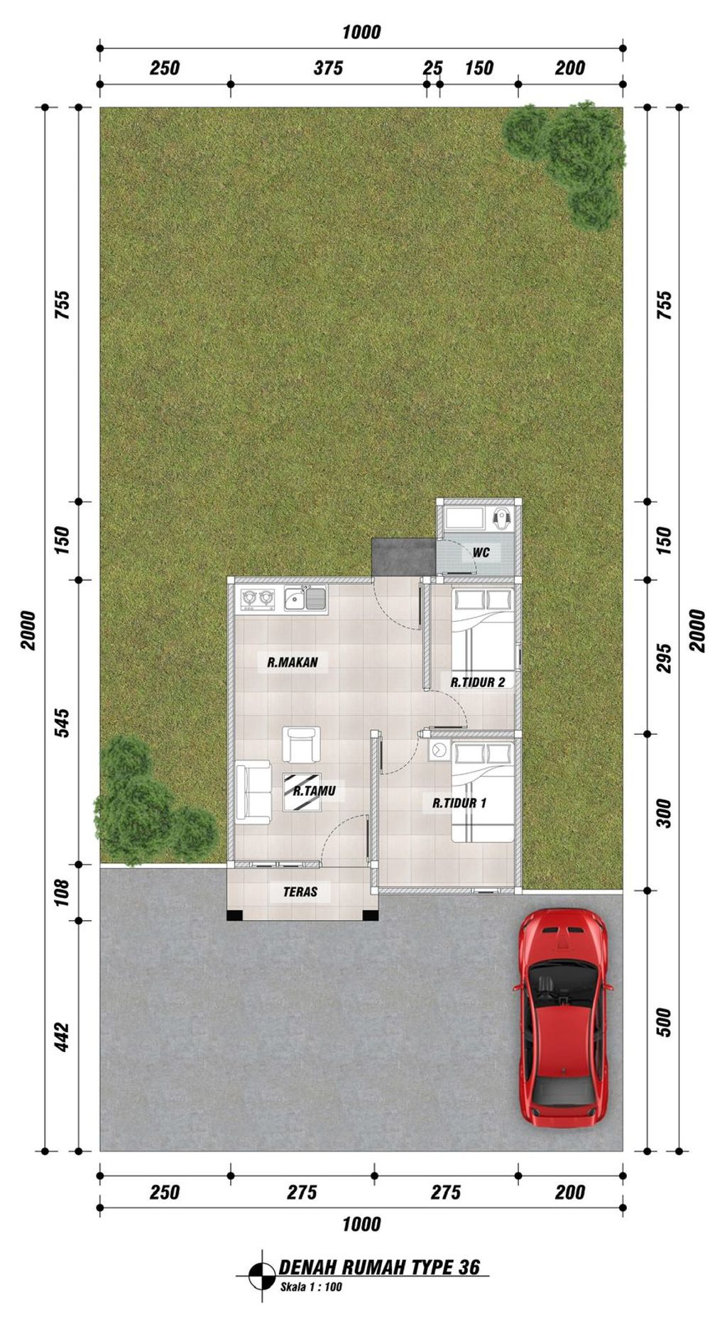 foto denah rumah tipe 36 Bersubsidi perumahan GREEN BORNEO RESIDENCE 3