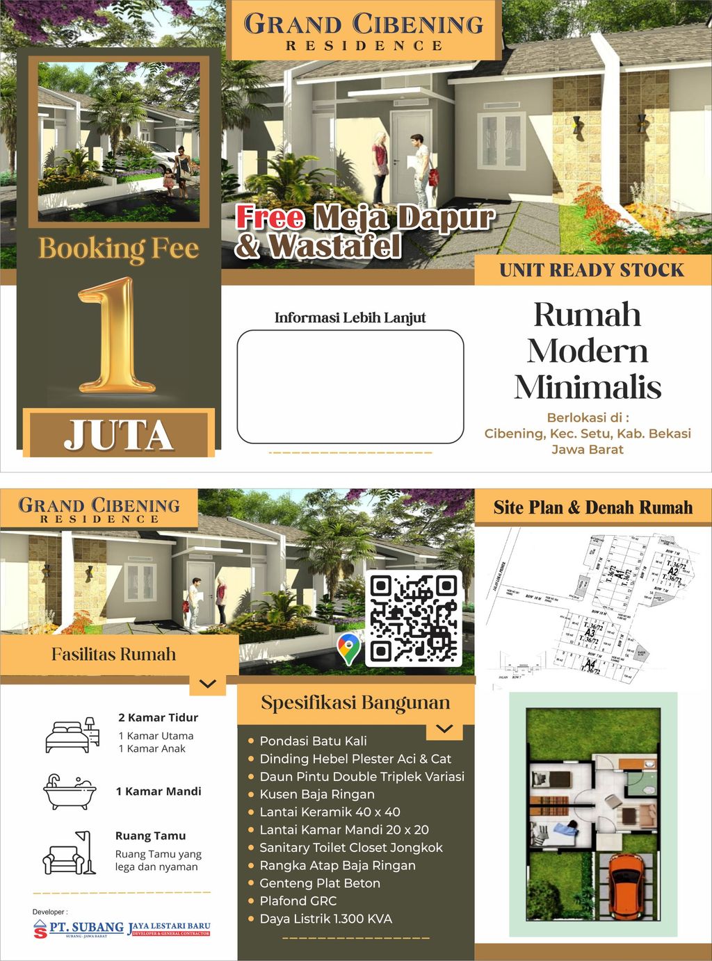 foto denah rumah tipe Subsidi perumahan GRAND CIBENING RESIDENCE