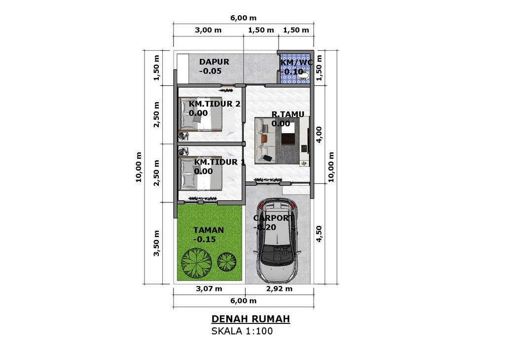 foto denah rumah tipe 30/60 perumahan GRIYA ASRI TRANGSAN