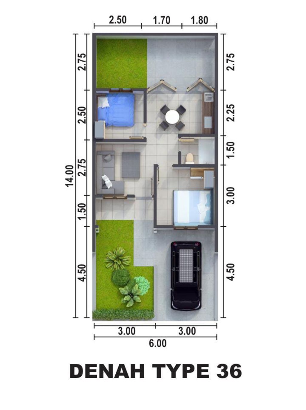 foto denah rumah tipe Fressia Lt 138 M2. perumahan Grand Pasir Nangka Tahap 2