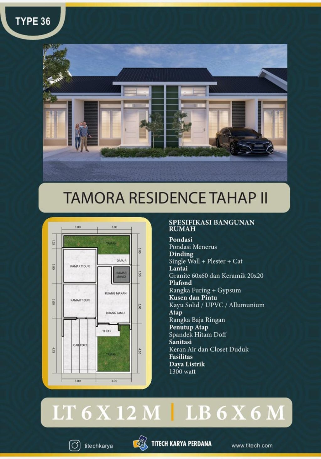 foto denah rumah tipe Subsidi Blok H perumahan TAMORA RESIDENCE BLOK H