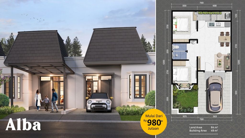 foto denah rumah tipe Alba perumahan CitraGarden BMW