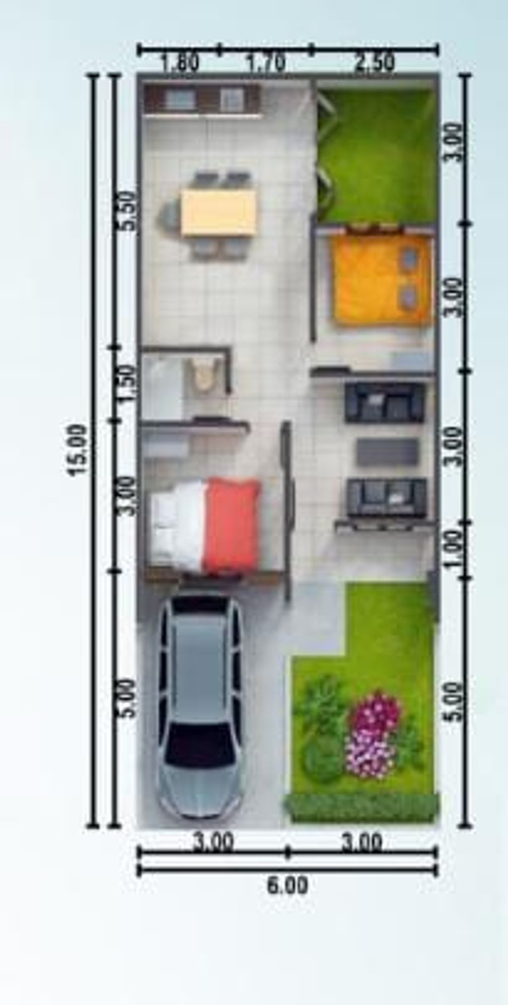 foto denah rumah tipe Peony Lt 112 M2 perumahan Grand Pasir Nangka Tahap 1