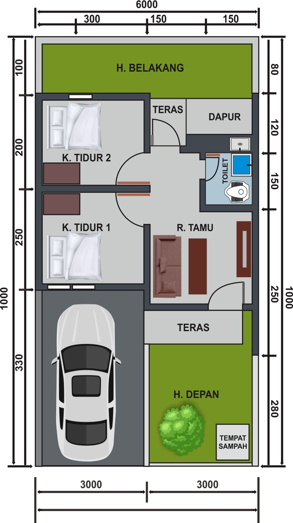 foto denah rumah tipe SUBSIDI perumahan Baros Indah Residence