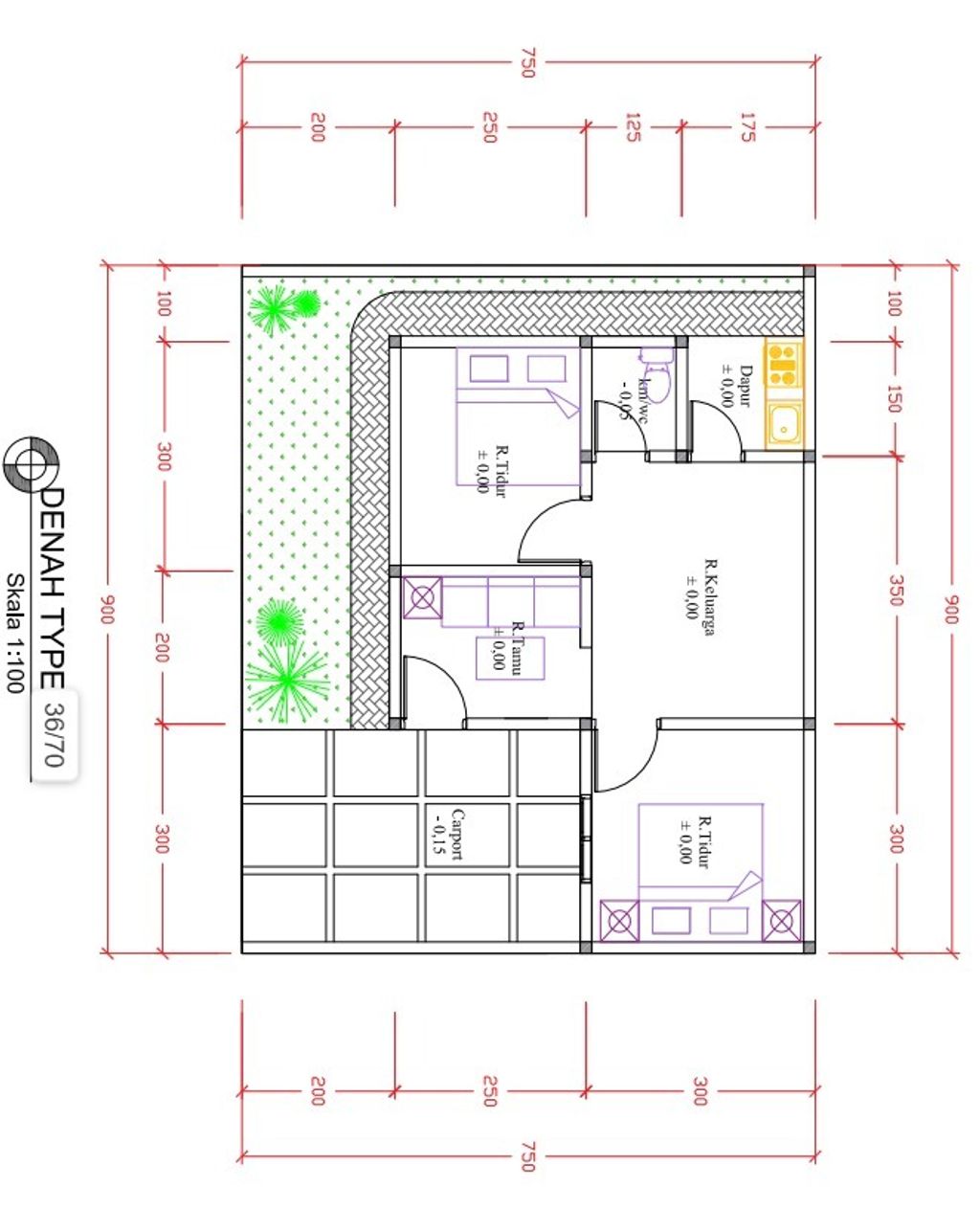 foto denah rumah tipe 36 perumahan ZARAYYA RESIDENCE KEDUNGWUNI
