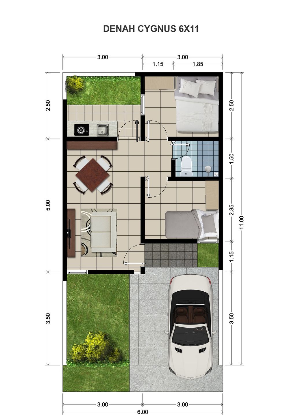 foto denah rumah tipe CYGNUS perumahan SWP RESIDENCE 2