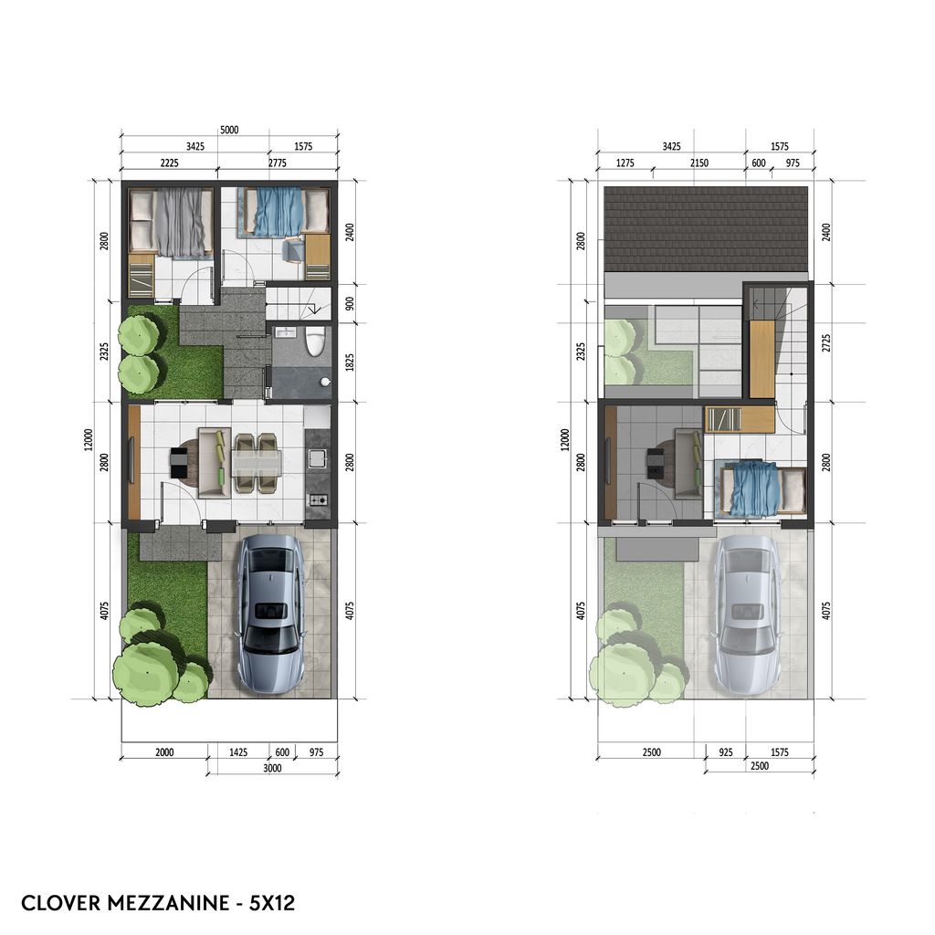 foto denah rumah tipe Clover Attic perumahan CITRALAND CITY KEDAMEAN