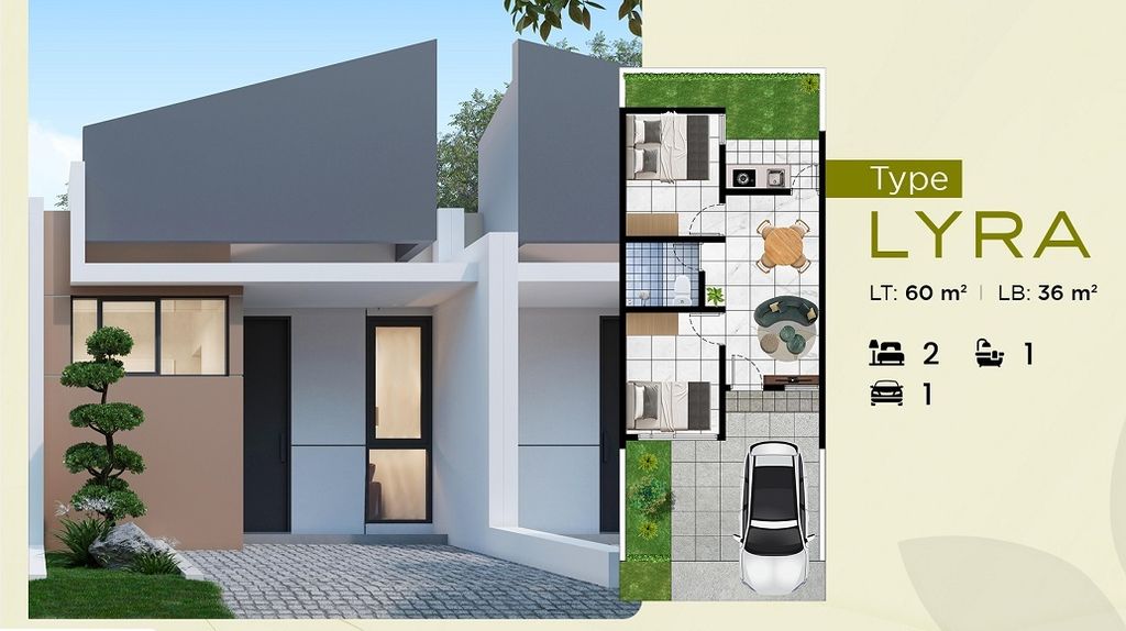 foto denah rumah tipe LYRA perumahan SWP RESIDENCE 2