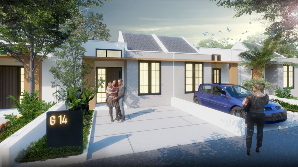 foto tampak rumah tipe RGV NEW LOOK 27/75 perumahan Bumi Rakata Asri