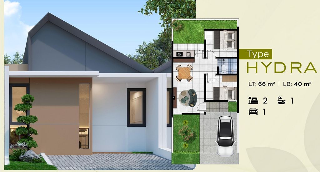 foto denah rumah tipe HYDRA perumahan SWP RESIDENCE 2