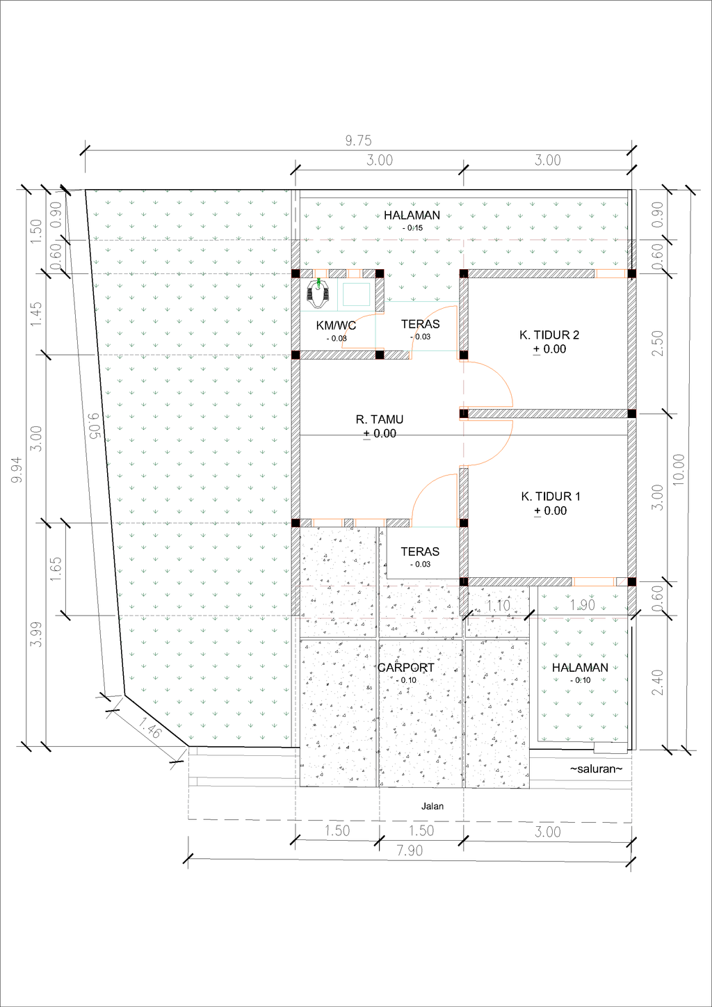 foto denah rumah tipe C12-6 (2025) perumahan Kepuren Residence (Kepuren)