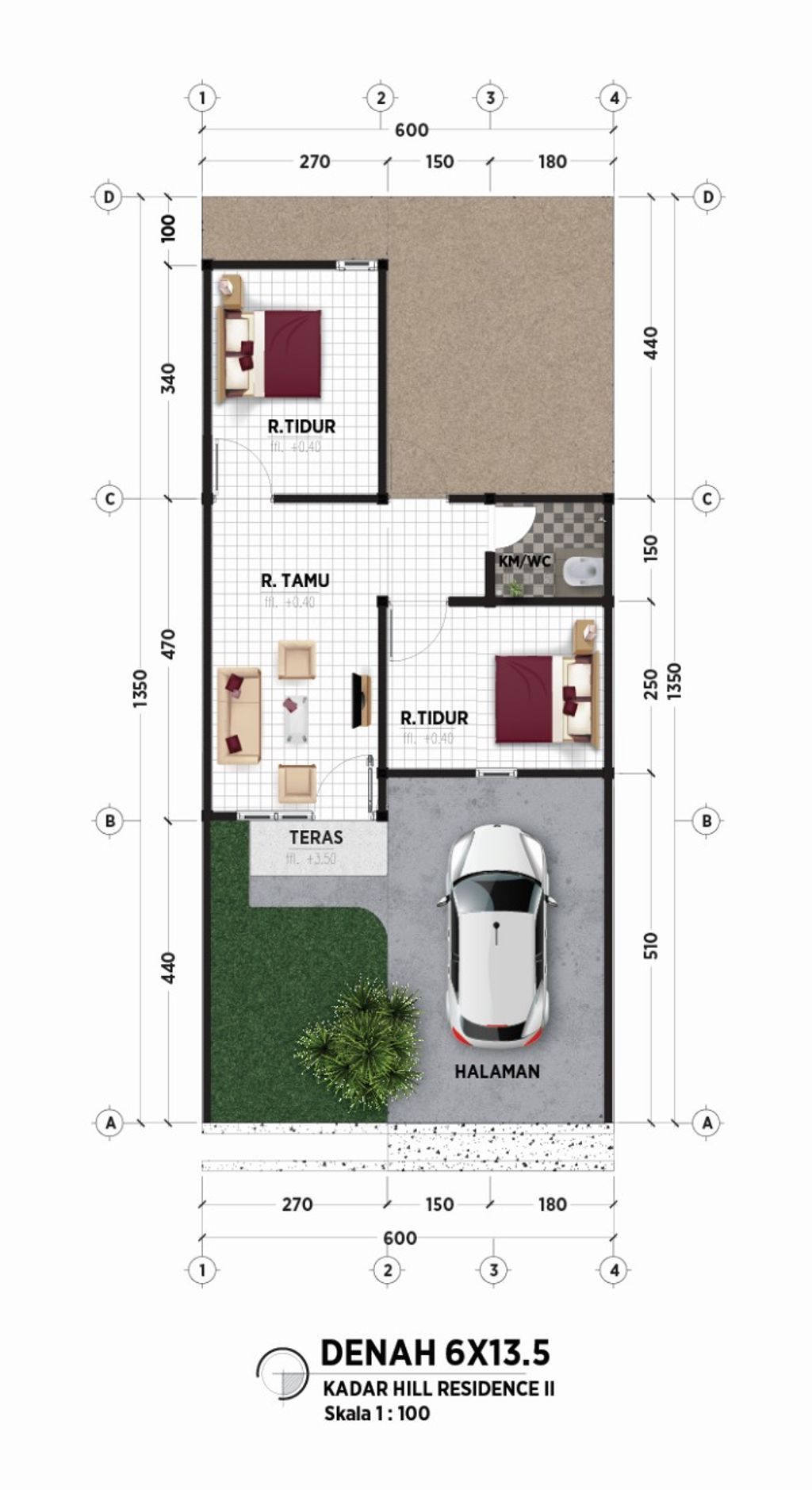 foto denah rumah tipe 36 - 2025 perumahan KADAR HILL RESIDENCE II (KHR II)