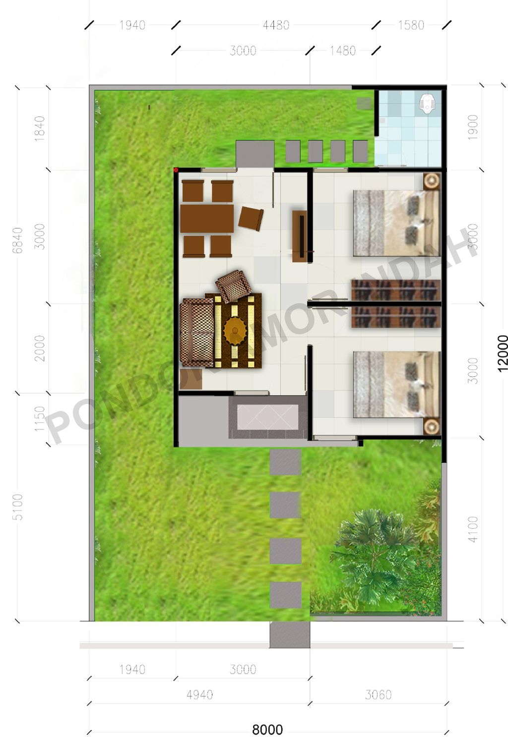 foto denah rumah tipe T.36 PONDOK AMOR INDAH (SUBSIDI) perumahan Pondok Amor Indah