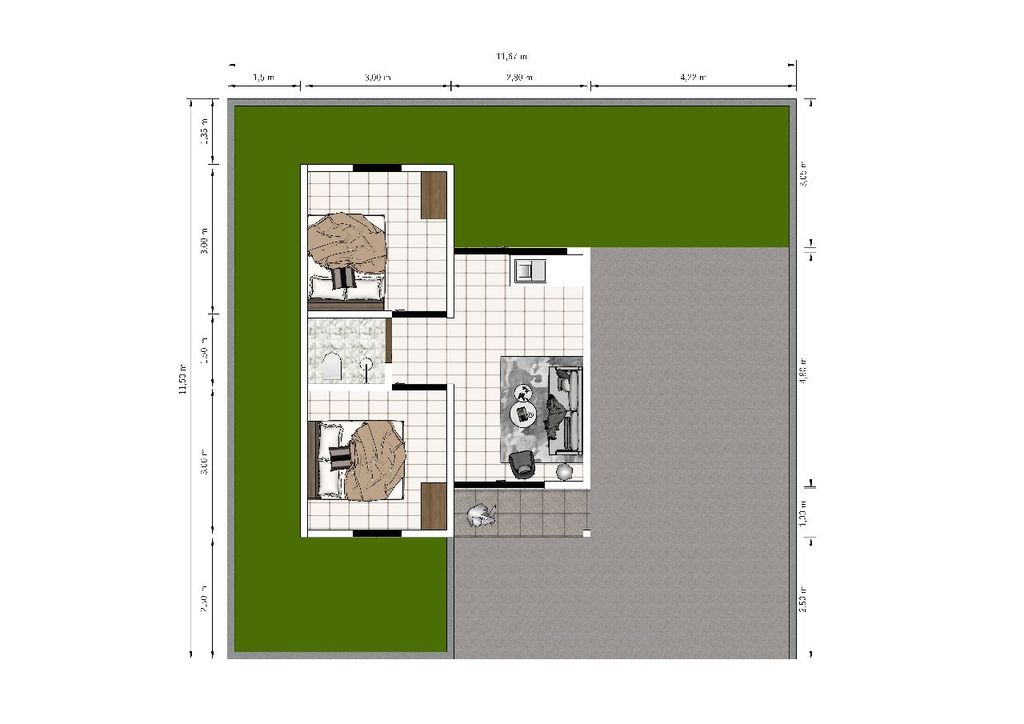 foto denah rumah tipe 36 perumahan GREEN HILLS