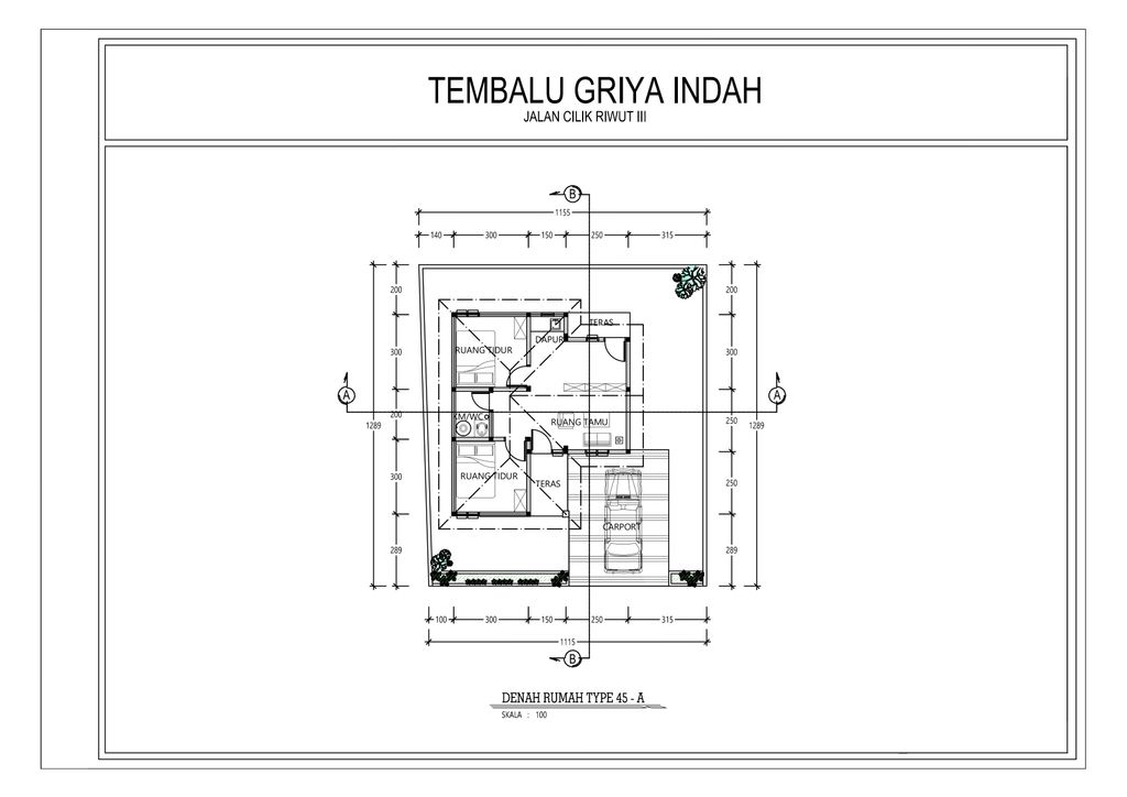 foto denah rumah tipe 45 perumahan GREEN HILLS