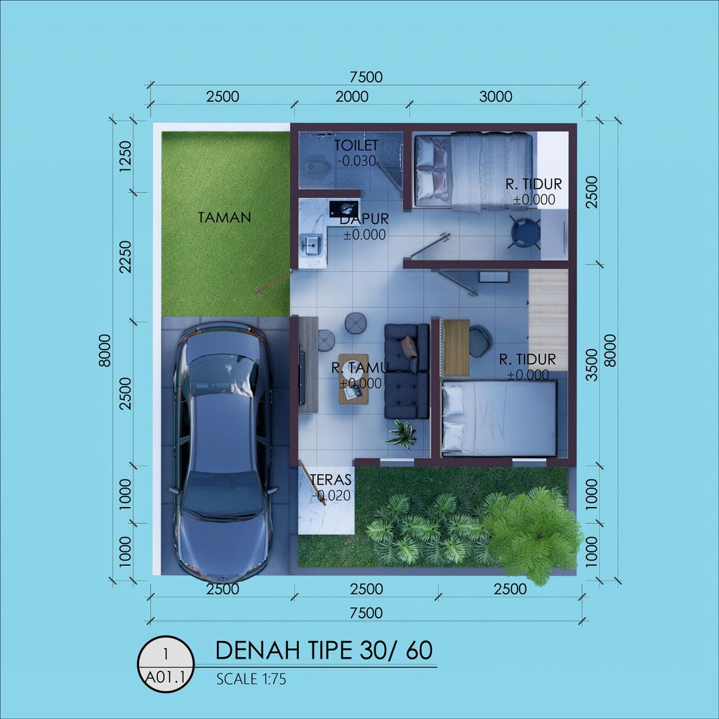 foto denah rumah tipe putih perumahan ASKARA HARITA 2