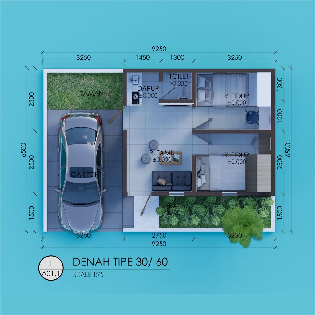 foto denah rumah tipe Merah perumahan ASKARA HARITA 2