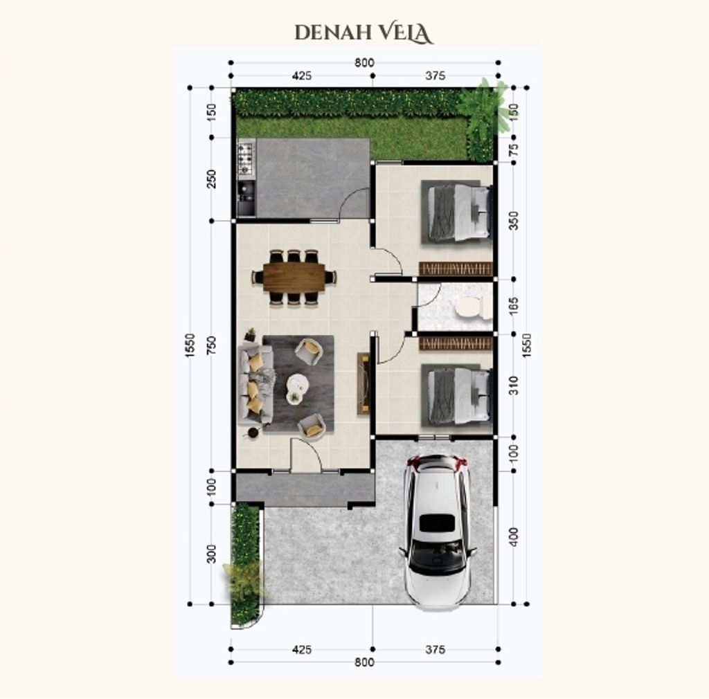 foto denah rumah tipe VELA perumahan SOEDIRMAN PARK RESIDENCE