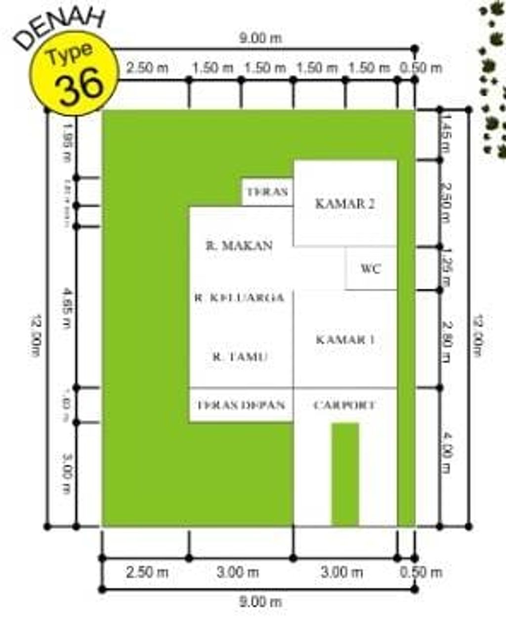 foto denah rumah tipe 36/108 perumahan TALANG BARU RESIDENCE