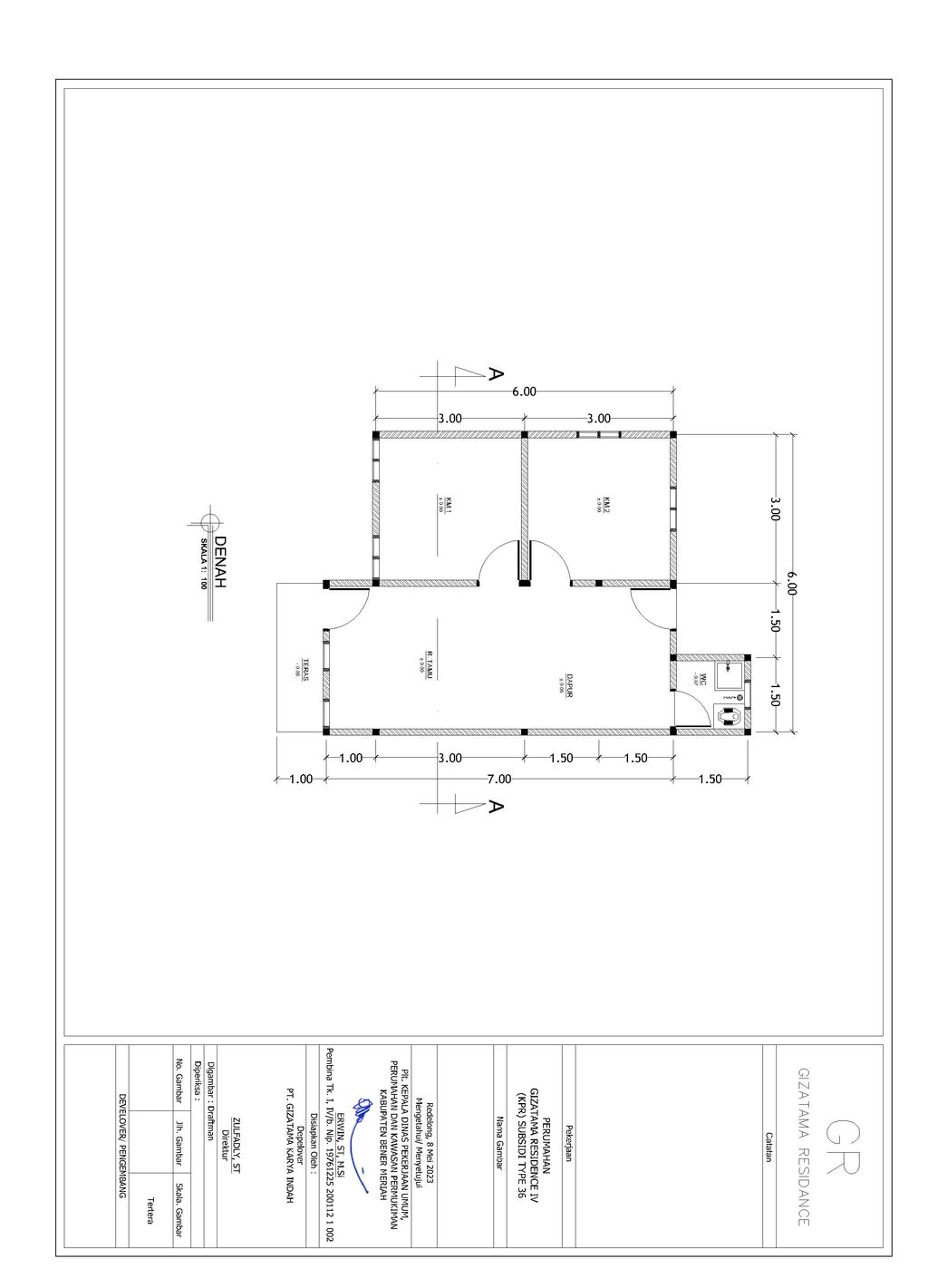 foto denah rumah tipe 36+ perumahan Gizatama Residence