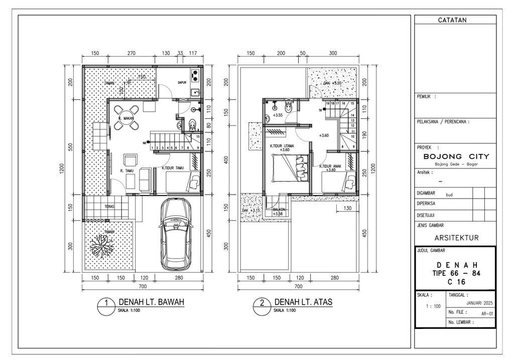 foto denah rumah tipe 84/60 perumahan BOJONG CITY