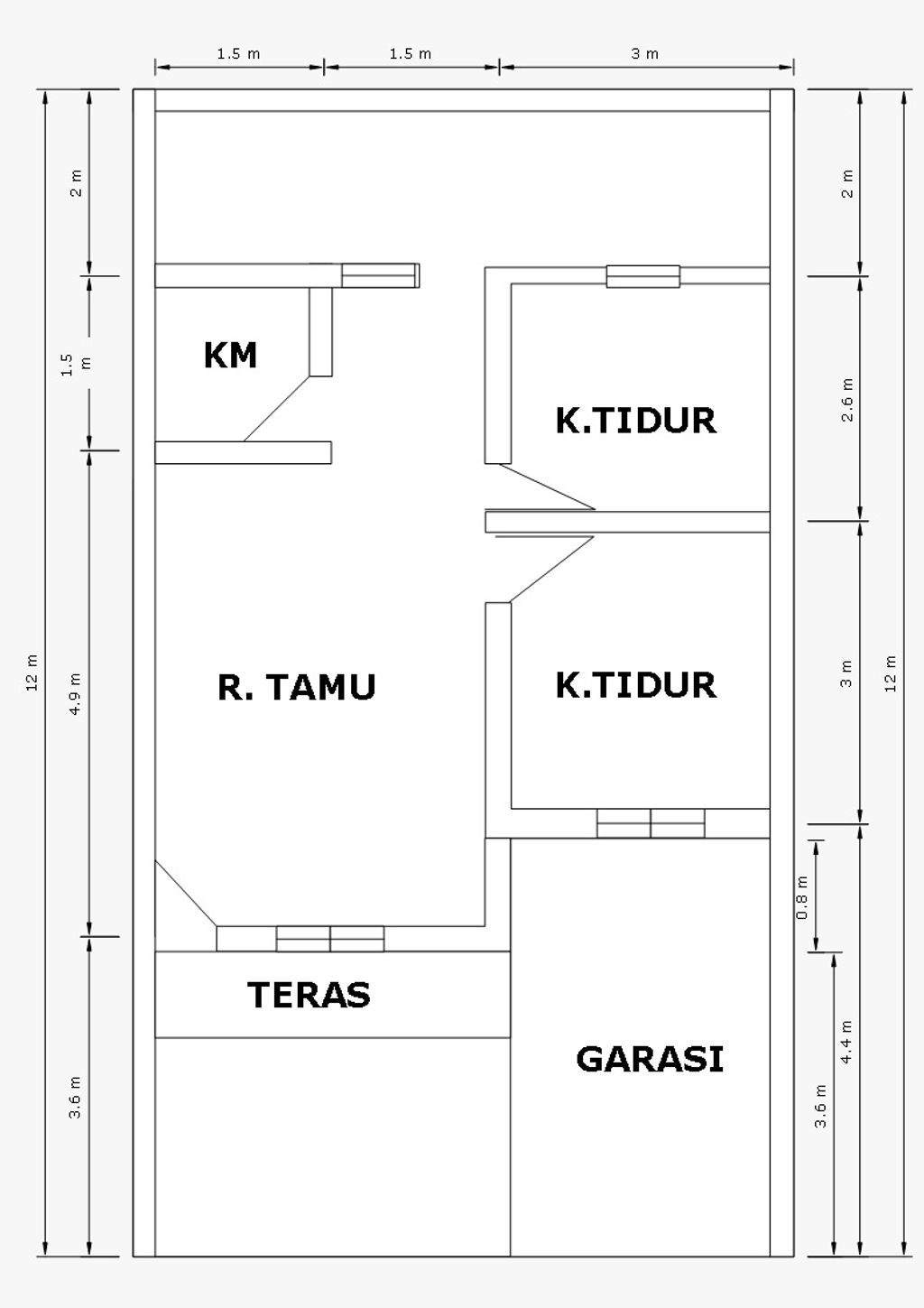 foto denah rumah tipe 36/72 perumahan PAMULANG GARDEN