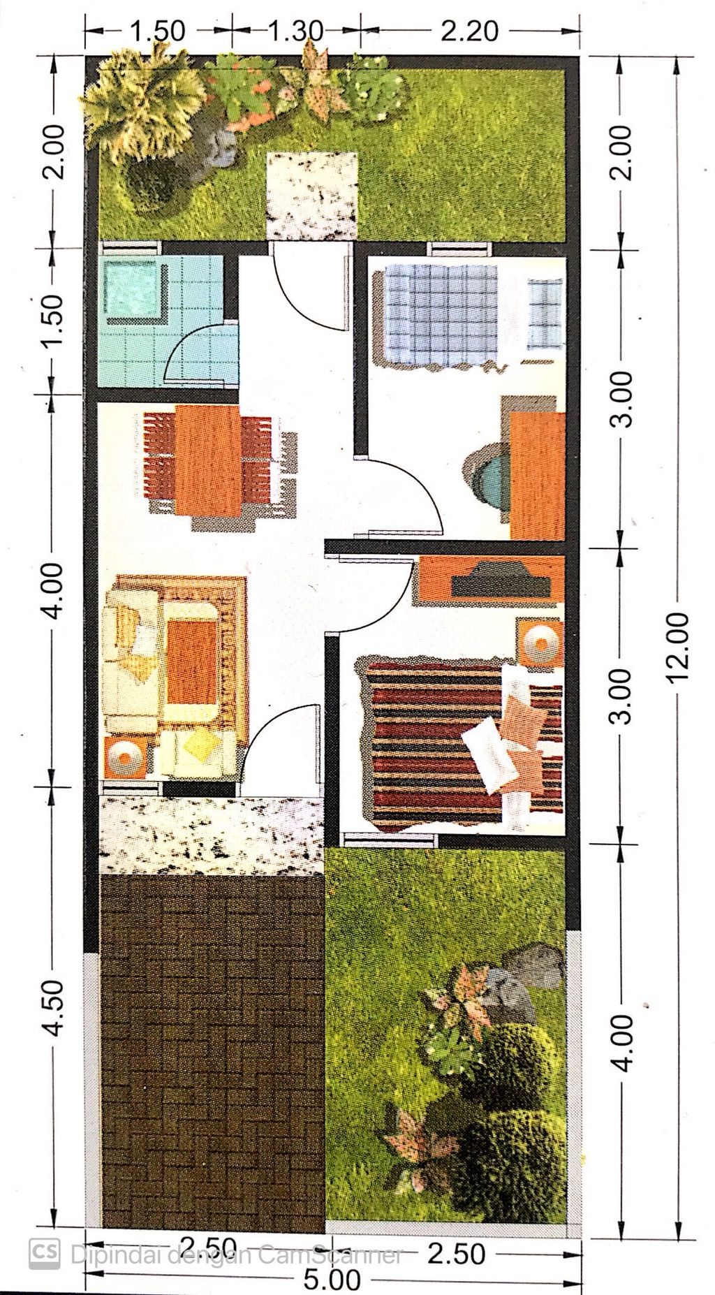 foto denah rumah tipe LILY 30/60 perumahan FORTUNA CAMPAKASARI TAHAP 5