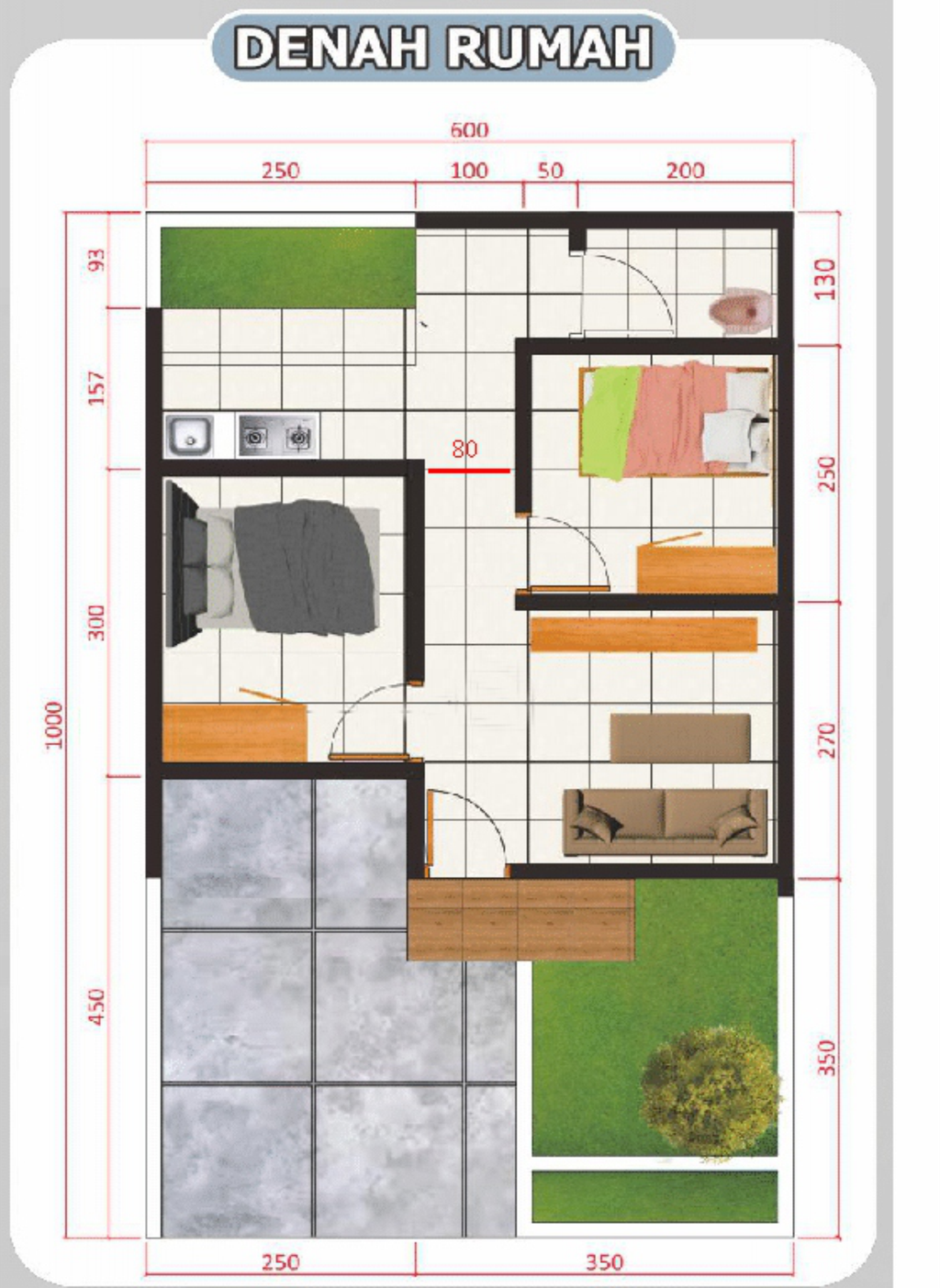 foto denah rumah tipe 34/60 perumahan PANORAMA SIRNAJAYA RESIDENCE