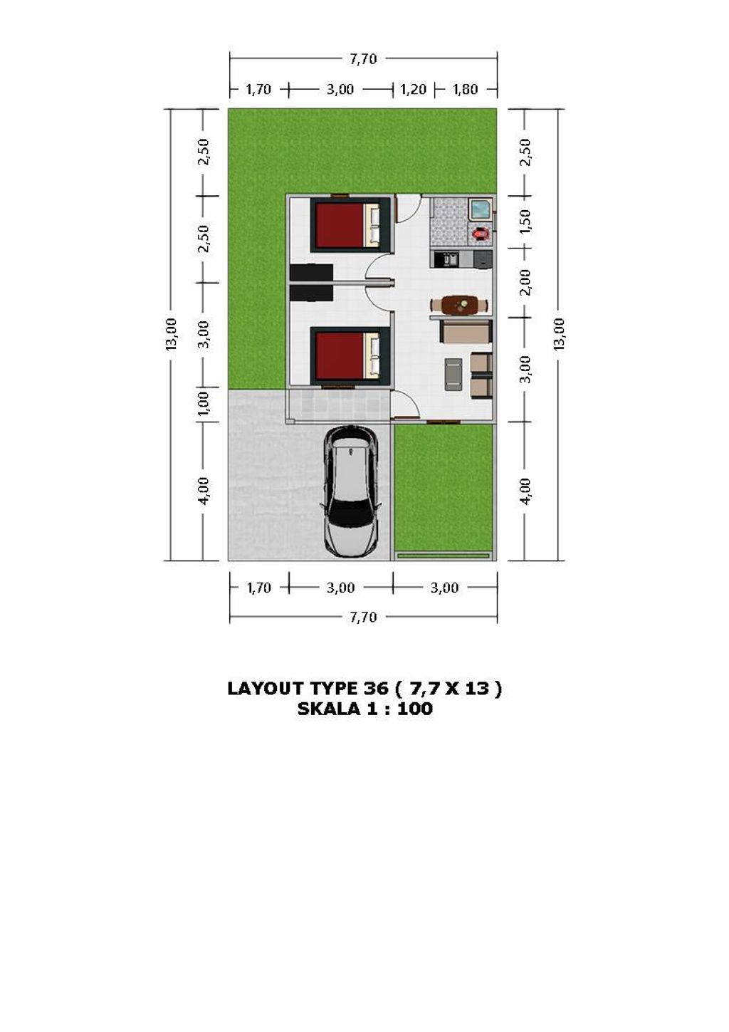 foto denah rumah tipe 36/100 perumahan PERMATA JAMBI 2