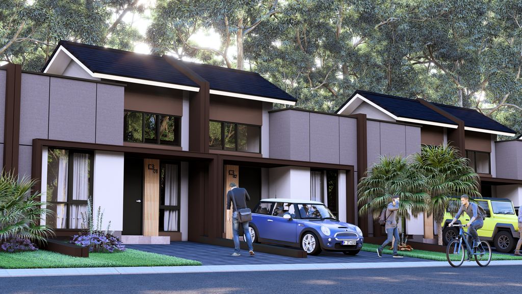 foto tampak rumah tipe HOOK 46/72 West Hampton perumahan ROYAL GRANDE - BUCKINGHAM