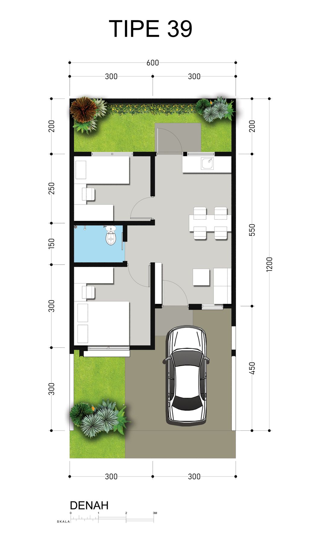 foto denah rumah tipe HOOK 39/72 West Hampton perumahan ROYAL GRANDE - BUCKINGHAM