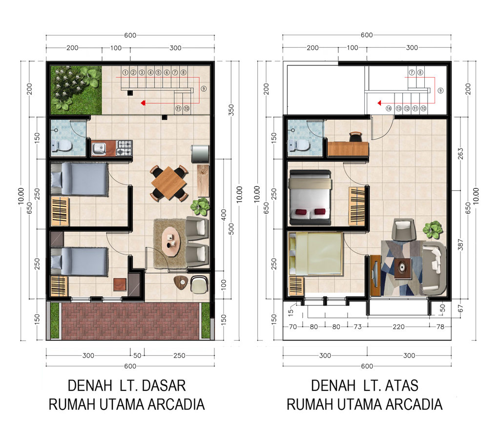 foto denah rumah tipe AZALIA perumahan ARCADIA RESIDENCEE