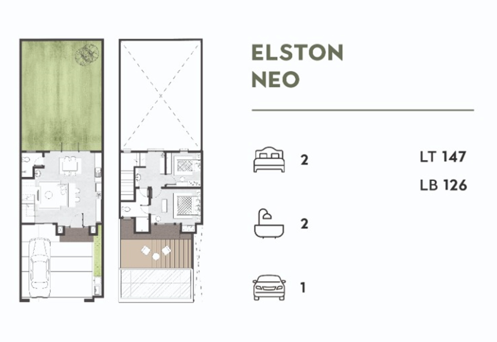 foto denah rumah tipe ELSTON NEO perumahan GRAND HARVEST