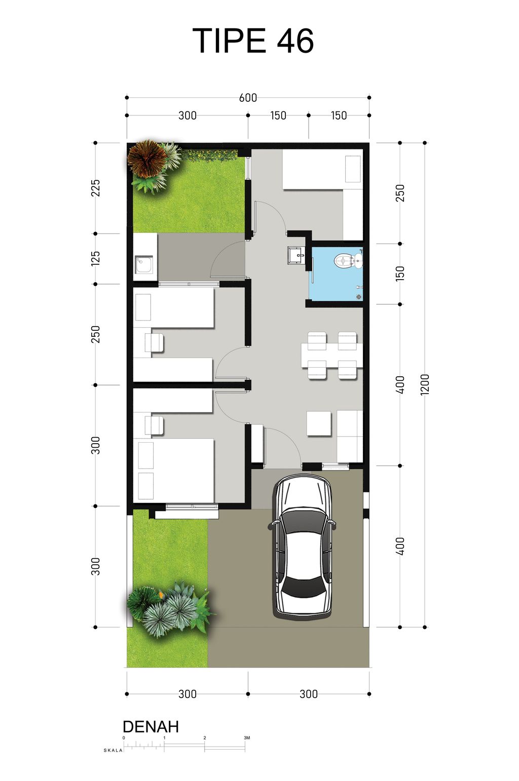 foto denah rumah tipe HOOK 46/72 West Hampton perumahan ROYAL GRANDE - BUCKINGHAM