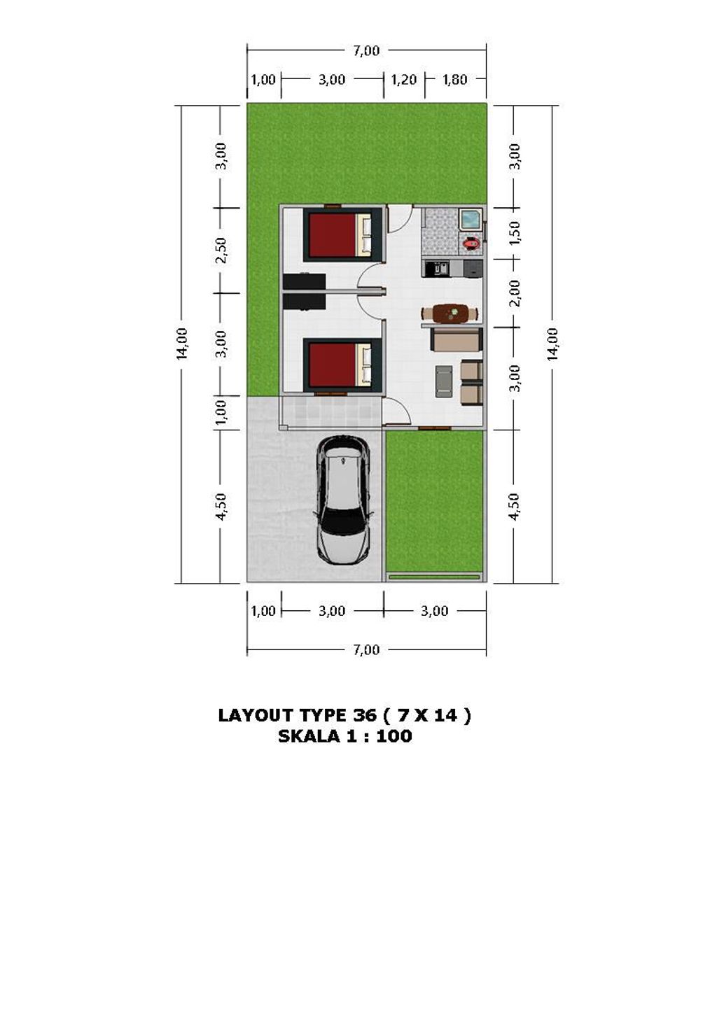 foto denah rumah tipe 36/98 perumahan PERMATA JAMBI 2