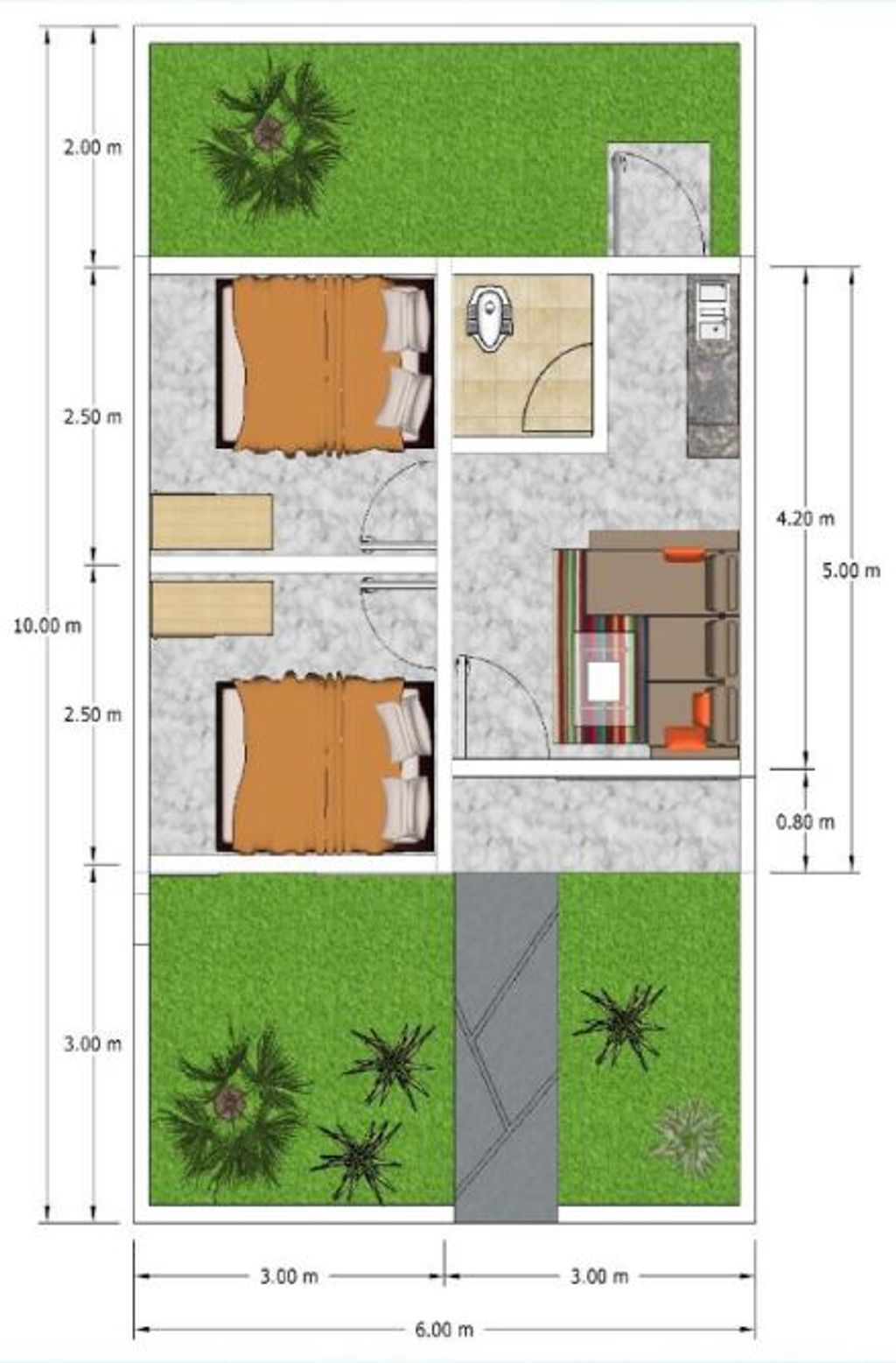foto denah rumah tipe 30/60 perumahan TIRTA PERSADA ASRI