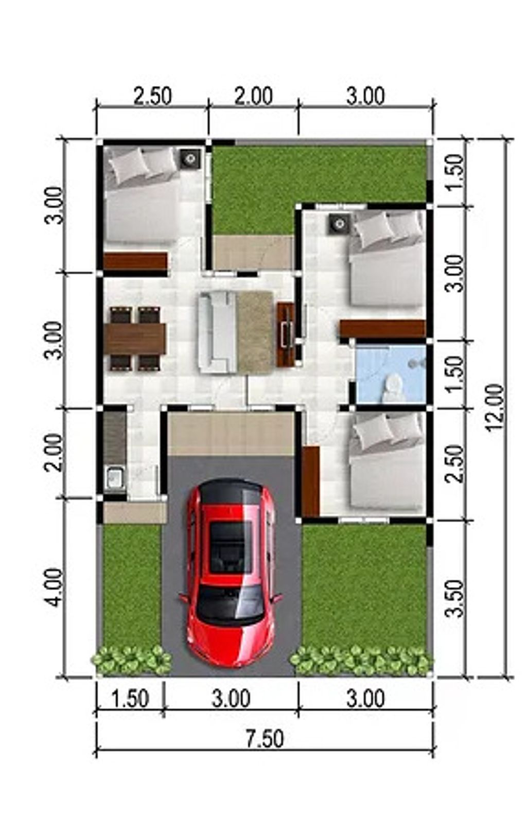 foto denah rumah tipe 48/90 perumahan ALANA REGENCY TAMBAK OSO TAHAP 2 DAN 3