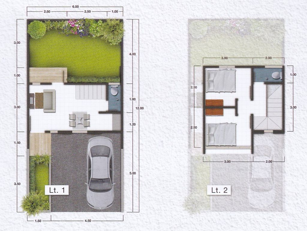 foto denah rumah tipe 2 Lantai N1 perumahan Green Living Residence Cluster N