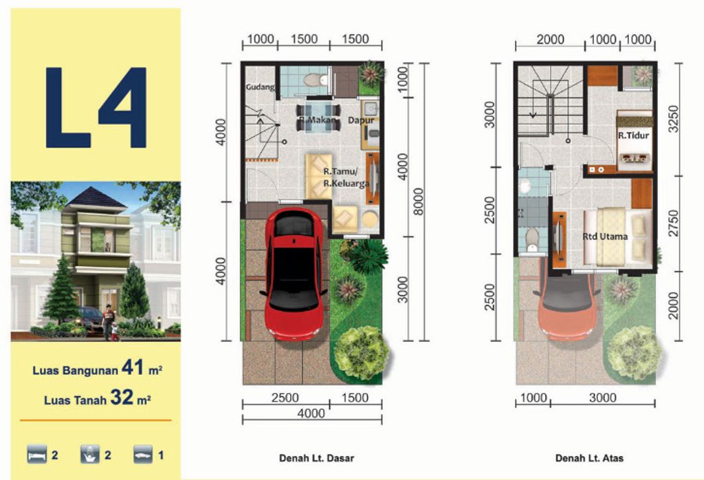 foto denah rumah tipe ELSTON/70 perumahan CLUSTER AMARILLO VILLAGE