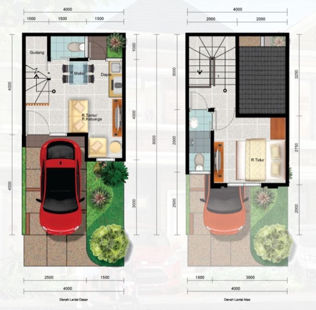 foto denah rumah tipe ELSTON/75 perumahan CLUSTER AMARILLO VILLAGE