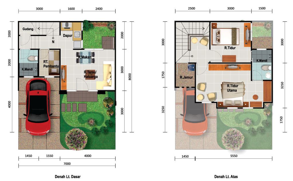 foto denah rumah tipe INLAND/15 perumahan CLUSTER MALIBU VILLAGE